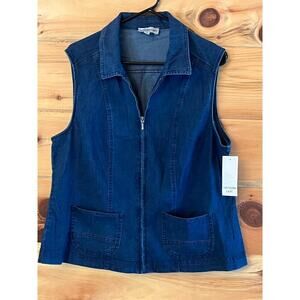 NWT! Southern Lady Denim Full Zip Vest. Pockets. Medium